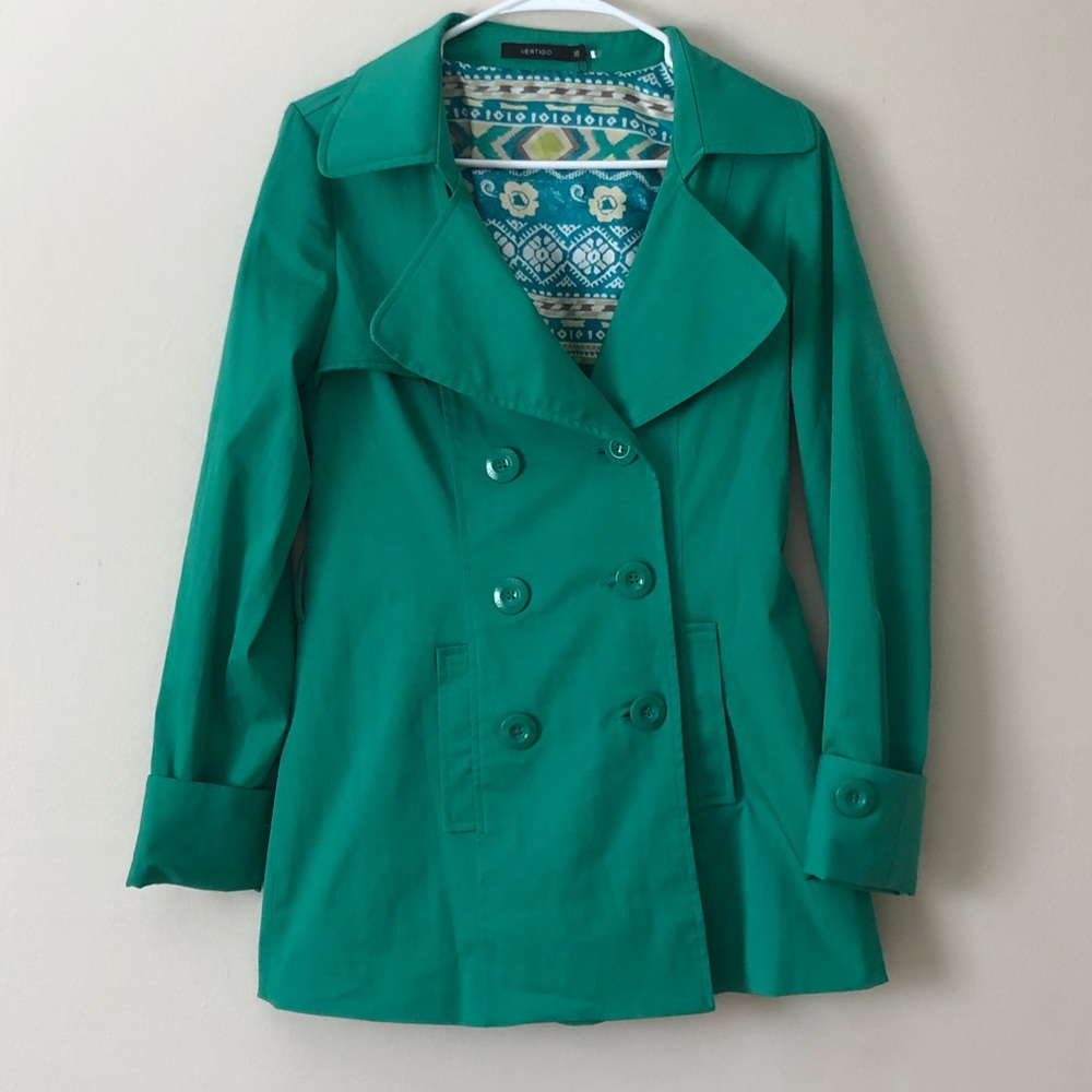 Vertigo Green Trench Jacket Size Extra Small